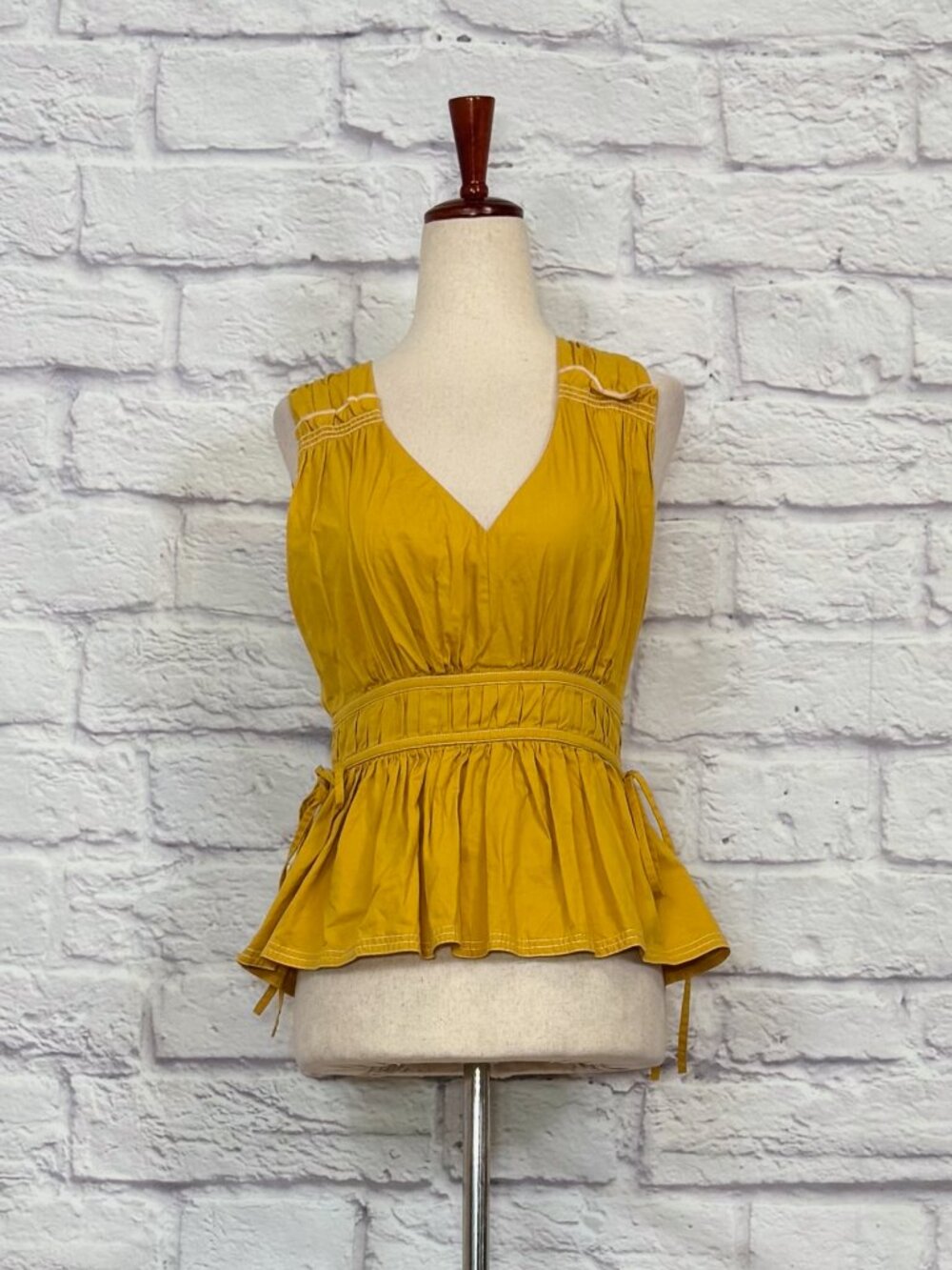 Hunter Bell Marigold Cotton Pleated Peplum Top